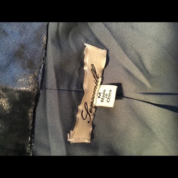 Blue crushed velvet belted jacket size M - Picture 7 of 8